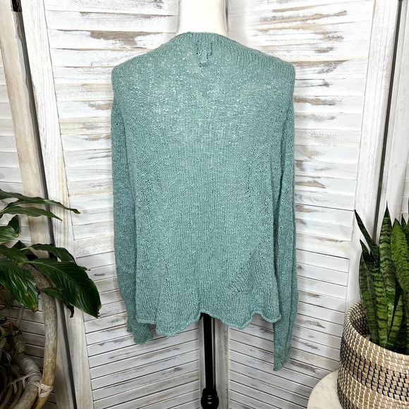 EILEEN FISHER Vintage Women's Knit Cardigan Sweater Button Front Sage Green L - Picture 10 of 11